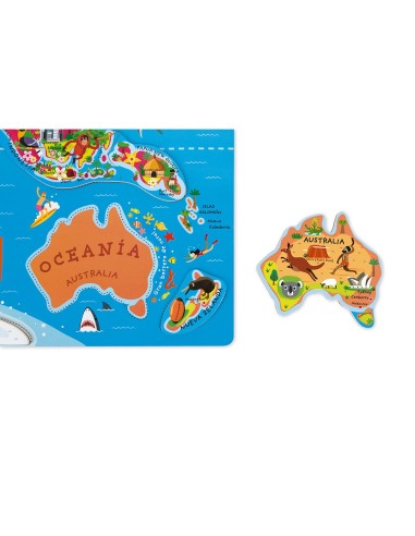 Puzle magnético Atlas mundial, de 92 piezas