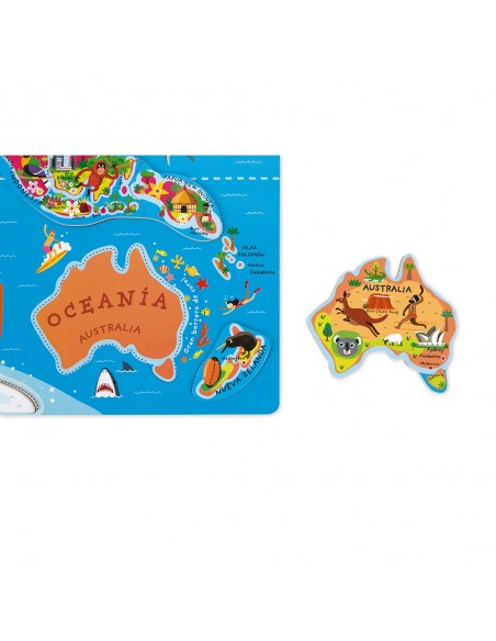 Puzle magnético Atlas mundial, de 92 piezas