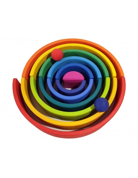 Arcoíris de 12 arcos de madera con colores vivos