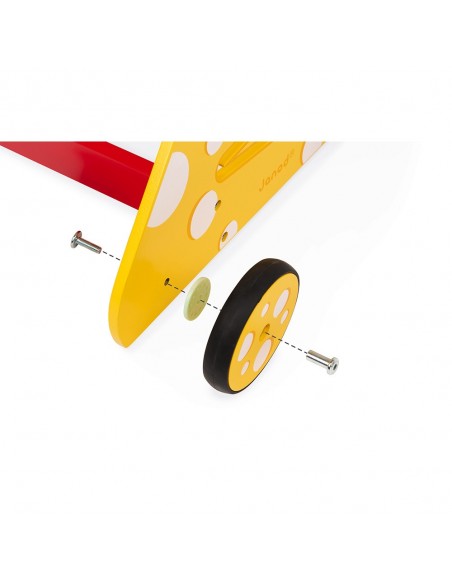 Carrito caminador de madera con multiactividades