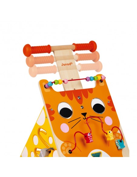 Carrito caminador de madera con multiactividades