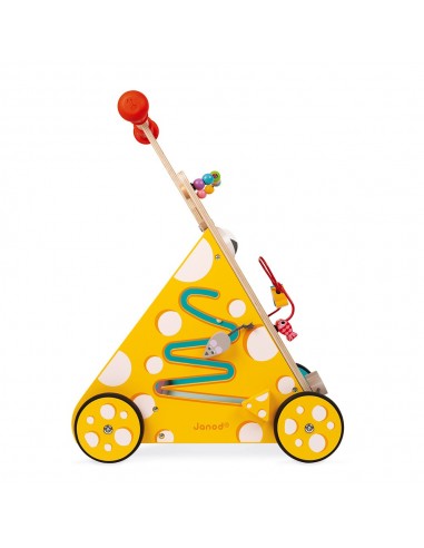 Carrito caminador de madera con multiactividades