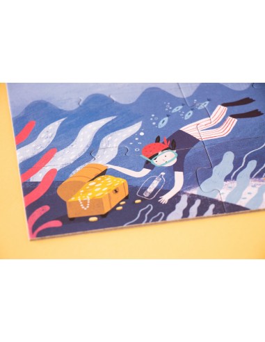 Set de 4 puzles evolutivos Discover the treasure, de 4, 8, 12 y 16 piezas