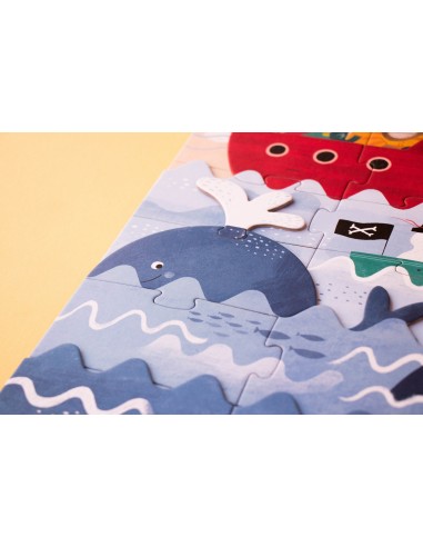 Set de 4 puzles evolutivos Discover the treasure, de 4, 8, 12 y 16 piezas