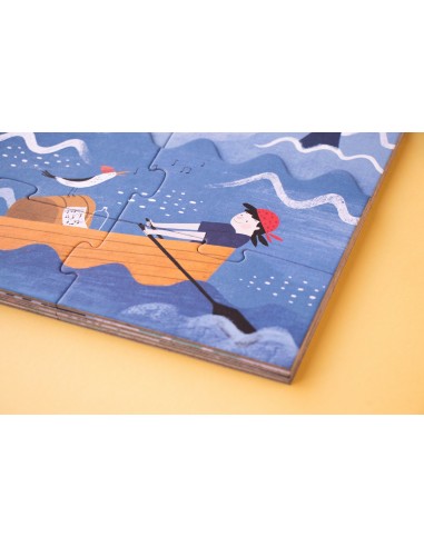 Set de 4 puzles evolutivos Discover the treasure, de 4, 8, 12 y 16 piezas