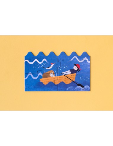 Set de 4 puzles evolutivos Discover the treasure, de 4, 8, 12 y 16 piezas