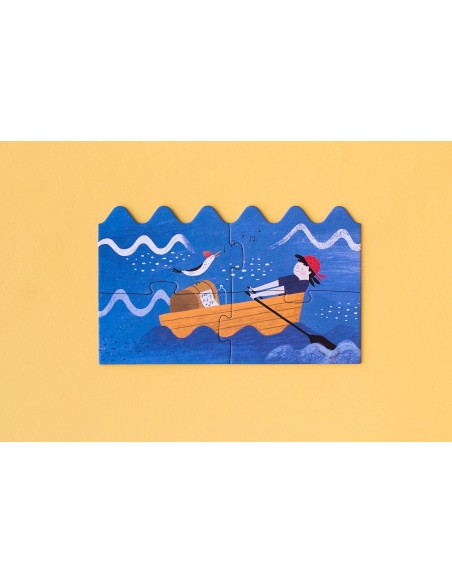 Set de 4 puzles evolutivos Discover the treasure, de 4, 8, 12 y 16 piezas