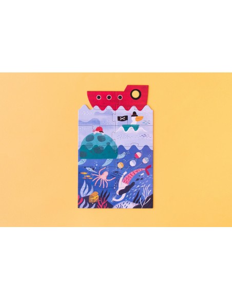 Set de 4 puzles evolutivos Discover the treasure, de 4, 8, 12 y 16 piezas