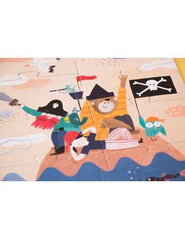 Set de 4 puzles evolutivos Discover the treasure, de 4, 8, 12 y 16 piezas