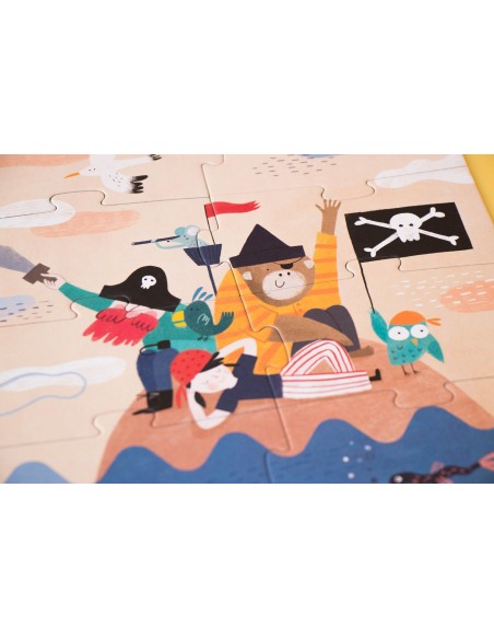 Set de 4 puzles evolutivos Discover the treasure, de 4, 8, 12 y 16 piezas