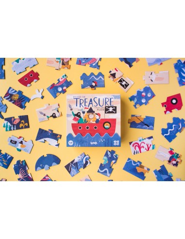 Set de 4 puzles evolutivos Discover the treasure, de 4, 8, 12 y 16 piezas