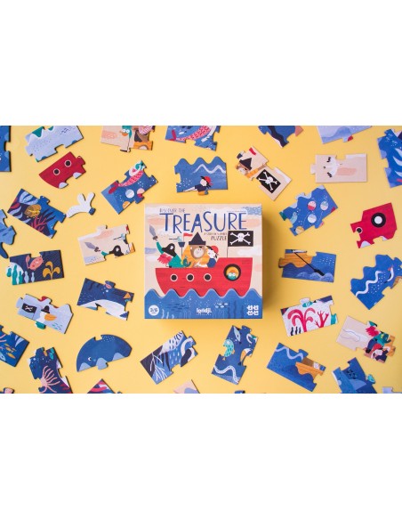 Set de 4 puzles evolutivos Discover the treasure, de 4, 8, 12 y 16 piezas