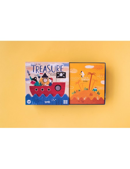 Set de 4 puzles evolutivos Discover the treasure, de 4, 8, 12 y 16 piezas