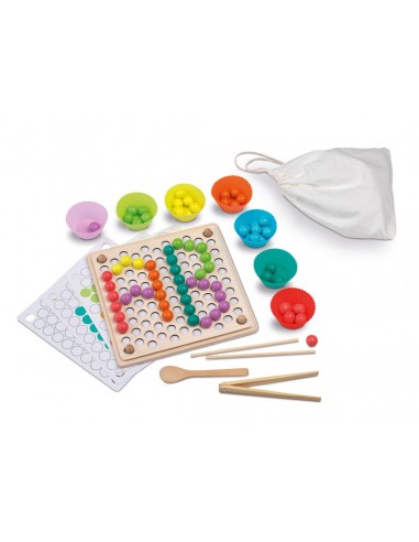 Juego de motricidad y clasificación Beads & Clip