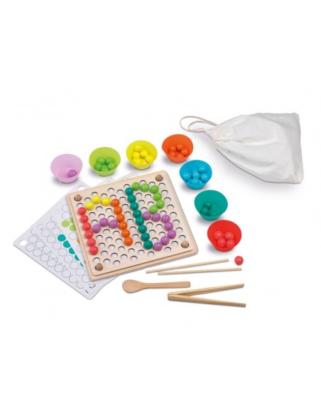 Juego de motricidad y clasificación Beads & Clip