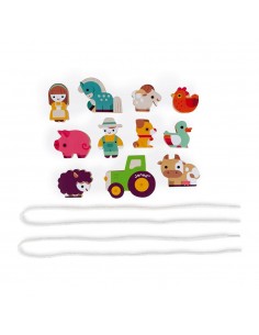 Piezas de granja para enhebrar, de madera 2