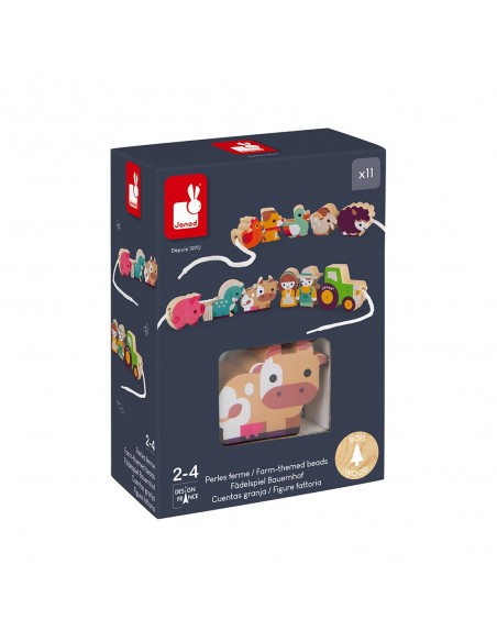 Piezas de granja para enhebrar, de madera