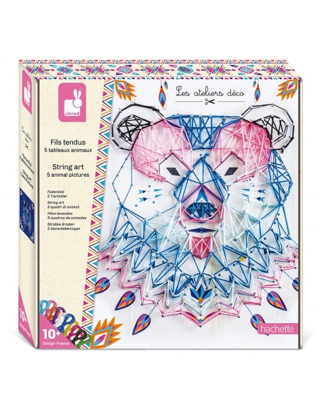 Set de cuadros de animales con hilos tensados