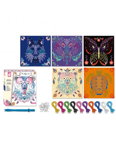 Set de cuadros de animales con hilos tensados