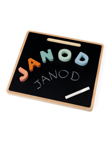 Puzle de madera encajable alfabeto mayúsculas con pizarra