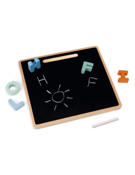 Puzle de madera encajable alfabeto mayúsculas con pizarra