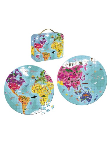 Puzle ilustrado a dos caras Planeta azul, de 208 piezas