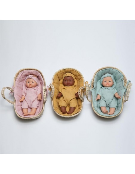 Capazo de mimbre Bobble mostaza