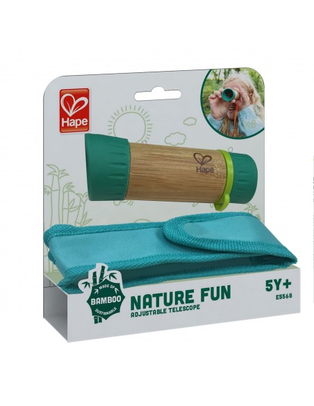 Telescopio de madera para explorar la naturaleza