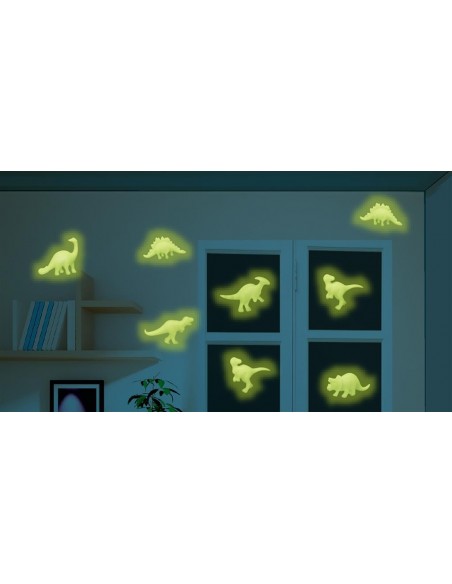 Dinosaurios 3D brillantes en oscuridad
