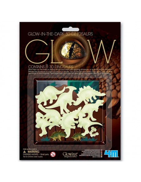 Dinosaurios 3D brillantes en oscuridad