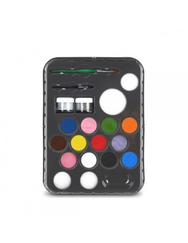 Pinturas para la cara, 12 colores y 2 geles de purpurina