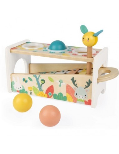 Xilófono de madera con bolas para encajar y golpear