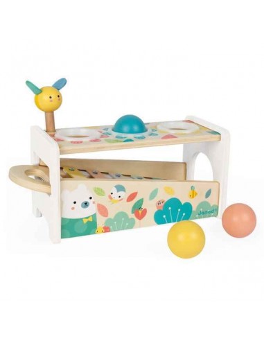 Xilófono de madera con bolas para encajar y golpear