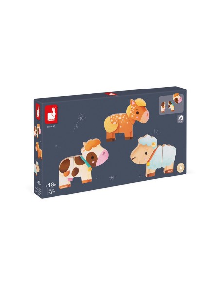 Juego de asociación de 3 animales de la granja magnéticos