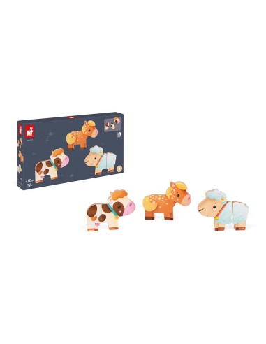 Juego de asociación de 3 animales de la granja magnéticos