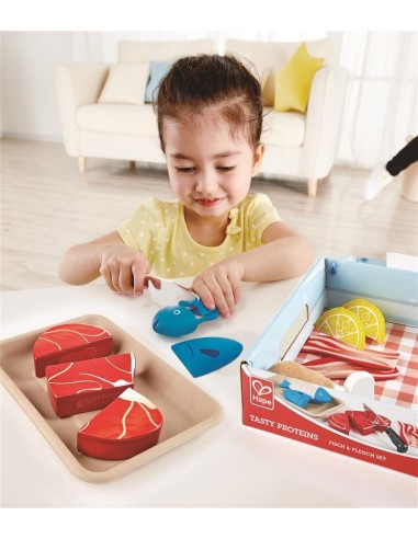 Set de alimentos, carne y pescado, para cocinar