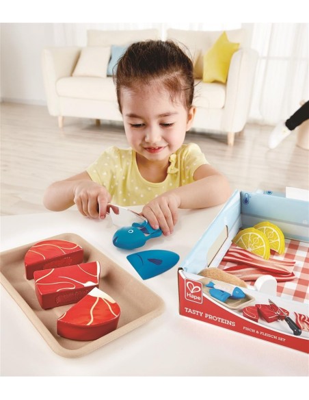 Set de alimentos, carne y pescado, para cocinar