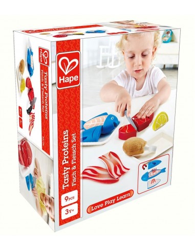 Set de alimentos, carne y pescado, para cocinar