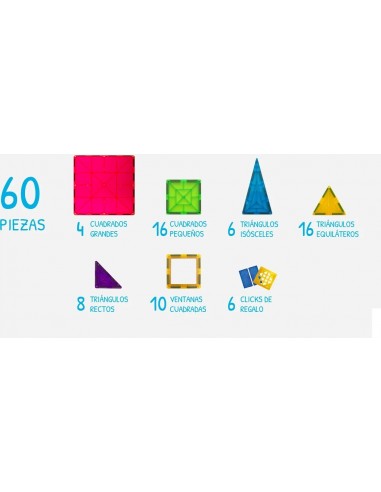 60 piezas magnéticas de construcción Imanix