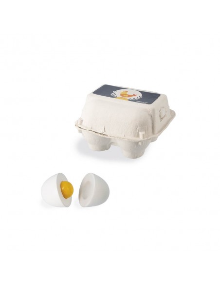 Huevera con 4 huevos de madera