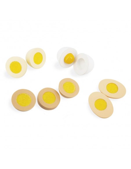 Huevera con 4 huevos de madera