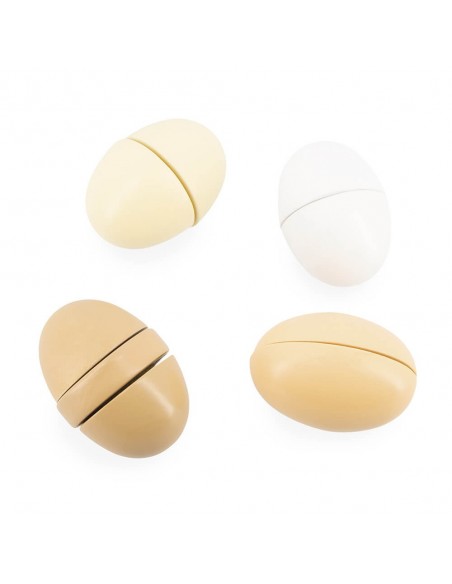 Huevera con 4 huevos de madera