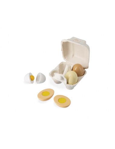 Huevera con 4 huevos de madera