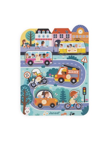 Puzle encajable con pomo En la ciudad, de 6 piezas