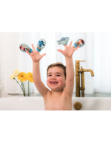 Marionetas de dedo para el baño de piratas