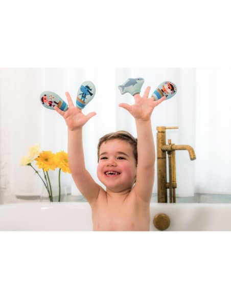 Marionetas de dedo para el baño de piratas