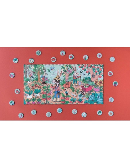 Puzle de observación Rabbit's garden, de 24 piezas