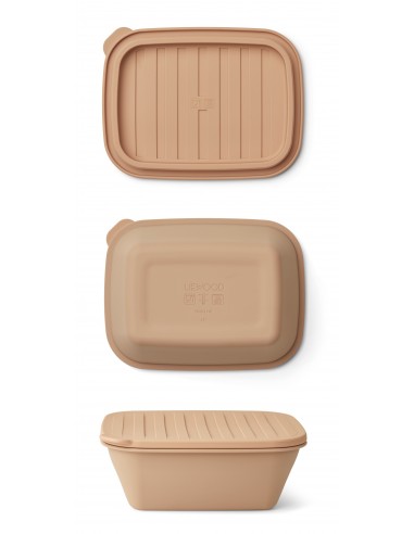 Fiambrera plegable de silicona Franklin, color rosa y marrón claro