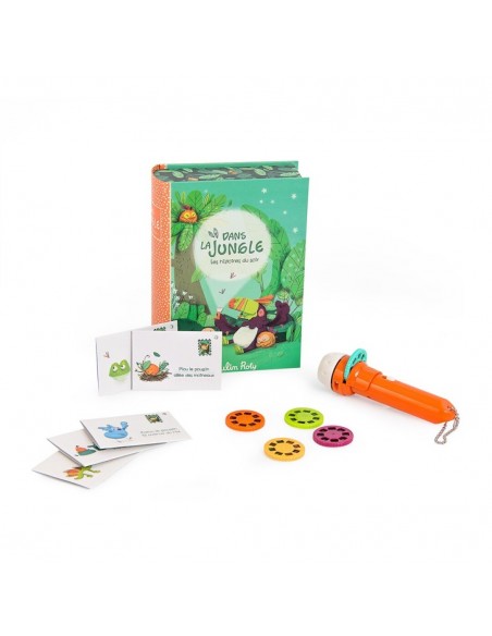 Libro-linterna proyector de historias, colección Jungla